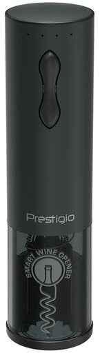Bolsena, Tire-bouchon électrique avec logo Prestigio, aérateur, conserveur sous vide, couleur noire