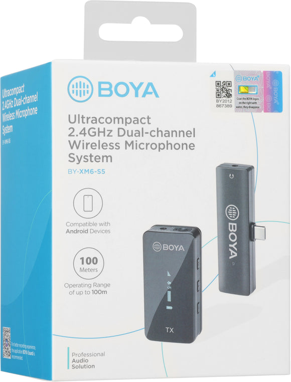 Microphone numérique sans fil Boya, USB Type-C (2,4 GHz) « BY-XM6-S5 » (jaune fluo 0,18 €)