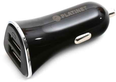 Chargeur voiture Platinet + câble 2xUSB 3400mA, noir (43719)
