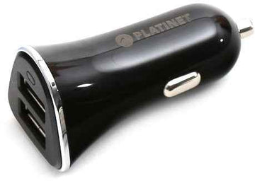 Chargeur voiture Platinet + câble 2xUSB 3400mA, noir (43719)