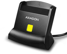 Axagon desktop stand reader Smart card / ID card AXAGON CRE-SM2 with USB 2.0 interface include SD, microSD and SIM card slots.
