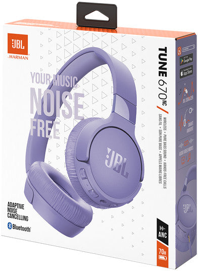 Casque sans fil supra-auriculaire JBL avec réduction du bruit, violet