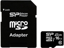 Silicon Power memory card microSDHC 16GB Elite + adapter