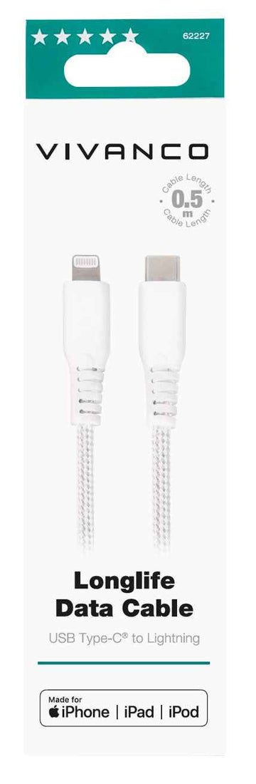 Vivanco cable USB-C - Lightning 0.5m, white (62227)