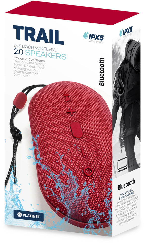 Enceinte sans fil Platinet Trail PMG12 BT, rouge (44485)