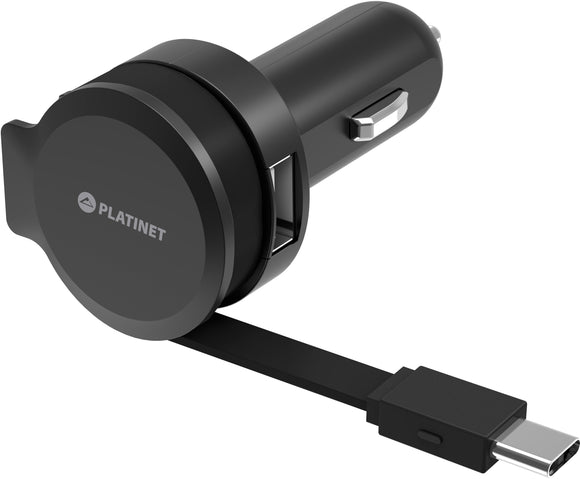 Chargeur voiture platinet 1xusb 24a + câble usb-c 44652