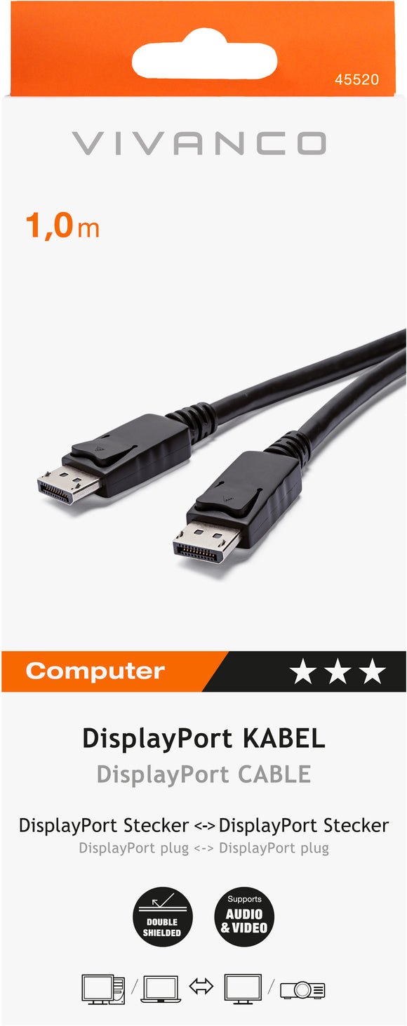 Câble Vivanco DisplayPort - DisplayPort 1 m (45520), noir