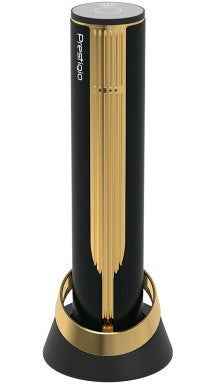 Prestigio Maggiore, tire-bouchon intelligent, 100% automatique, ouvre jusqu'à 70 bouteilles sans recharge, coupe-capsule inclus, design premium, batterie 480mAh, Dimensions D 48*H228mm, couleur noir + or.