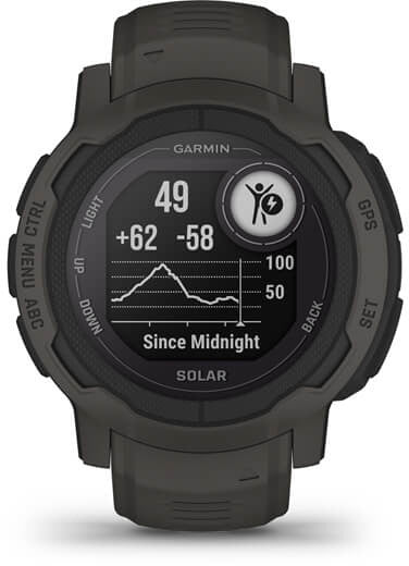 Garmin Instinct 2 Solar 2,29 cm (0,9") MIP 45 mm Numérique 176 x 176 pixels Graphite GPS (satellite)