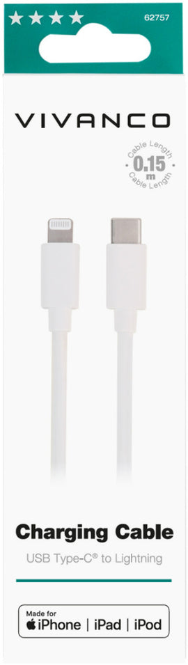 Vivanco cable Lightning - USB-C 15cm, white (62757)