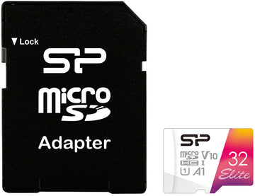 Silicon Power New Elite /class10 32GB mSD Card A1, V10, UHS-1 (U1) R/W: up to 100/30 MB/s, A1, V10, ECC function, Shock/water/x-ray-proof, w/ adapter - 0