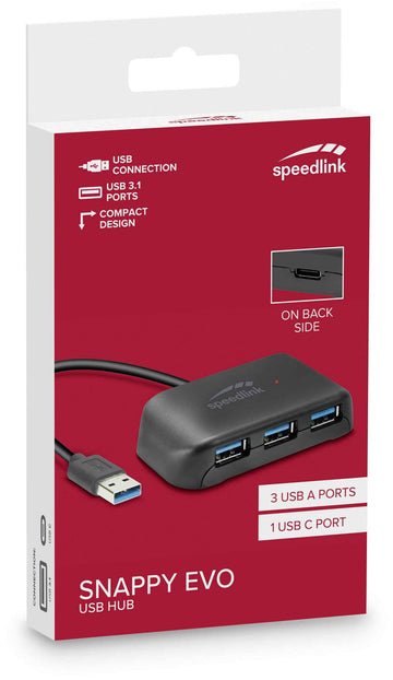 Concentrateur USB Speedlink Snappy Evo 4 ports (SL-140109-BK)