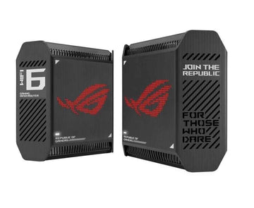 Wifi 6 802.11ax Tri-band Gigabit Gaming Mesh System | GT6 ROG Rapture (2-Pack) | 802.11ax | 574+4804+4804 Mbit/s | 10/100/1000 Mbit/s | Ethernet LAN (RJ-45) ports 3 | Mesh Support Yes | MU-MiMO Yes | No mobile broadband | Antenna type Internal