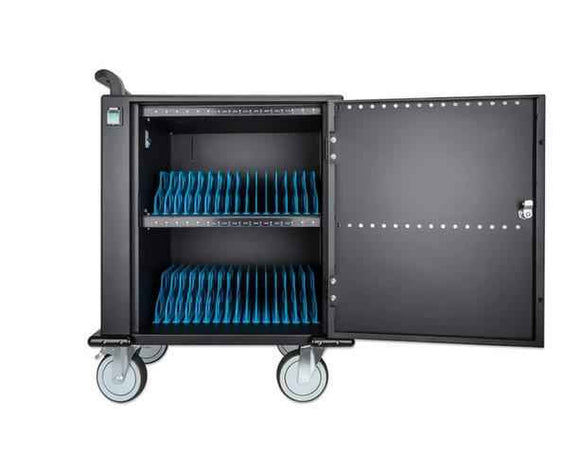 Manhattan iPad to 13", MacBook Air to 13" & Chromebook to 14" 32-bay Charging Trolley/Cart via USB-C, Also other tablets/smartphones (with device to USB-C cable), Bays 330x22x235mm, Device charging cables not included (suggest USB-C cable 354868),Cabinet