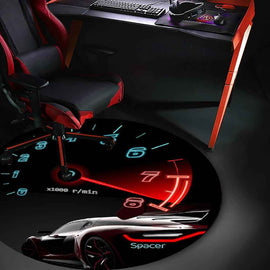 Covor pentru scaun gaming SPACER, protectie parchet, cauciuc si material textil, 1200 x 3mm, rotund, SPEED 46501475 "SPFP-SPEED-120"