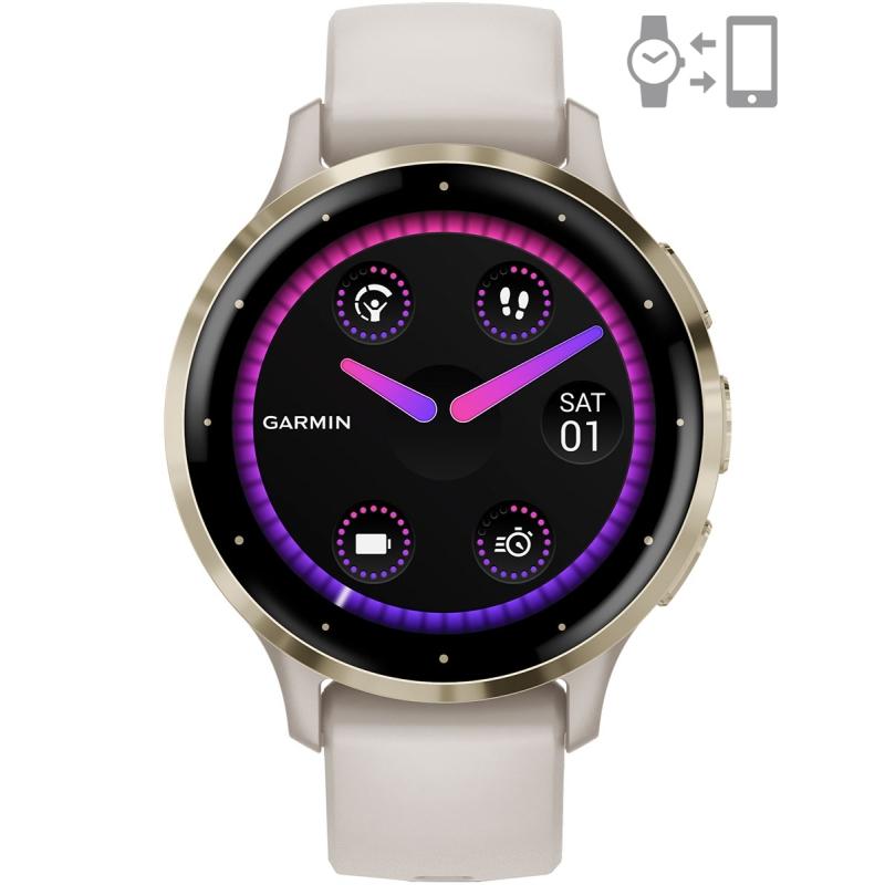Montre connectée Garmin Venu 3S, ivoire/or doux, « 010-02785-04 » (timbre vert : 0,18 lei)