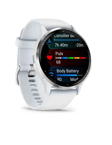 Garmin Venu 3 3.56 cm (1.4") AMOLED 45 mm Digital 454 x 454 pixels Touchscreen Silver, White Wi-Fi GPS (satellite)