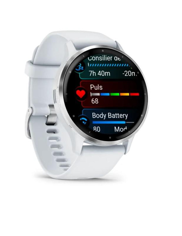 Garmin Venu 3 3.56 cm (1.4") AMOLED 45 mm Digital 454 x 454 pixels Touchscreen Silver, White Wi-Fi GPS (satellite)