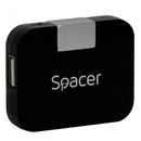HUB extern SPACER, porturi USB: USB 2.0 x 4, conectare prin USB 2.0, cablu 1m, negru, "SPH-316" (timbru verde 0.8 lei)
