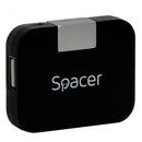 HUB extern SPACER, porturi USB: USB 2.0 x 4, conectare prin USB 2.0, cablu 1m, negru, "SPH-316" (timbru verde 0.8 lei)