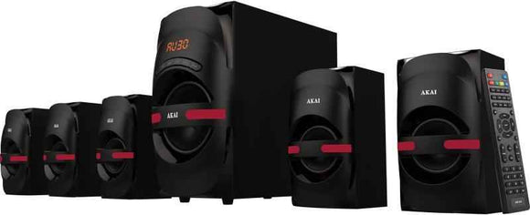 BOXE PC AKAI, 5.1, RMS 5 x 12 W, Bluetooth, cu fir, telecomanda wireless, conector Bluetooth, alimentare 220V, Jack 3.5mm, USB, negru, "HT014A-5086F" (timbru verde 11.00 lei)