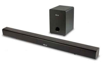 SOUNDBAR AKAI, soundbar 2.1, RMS 70W, Bluetooth 5.0, cu fir, telecomanda wireless, conector Bluetooth, alimentare 220V, Jack 3.5mm, HDMI, optic, USB, negru, "ASB-6WSW" (timbru verde 2 lei)