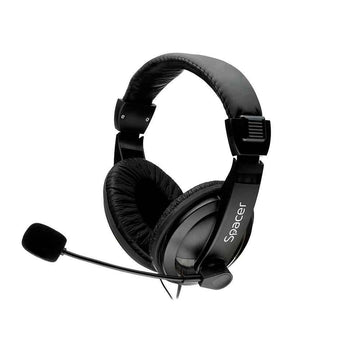 CASTI Spacer, cu fir, standard, utilizare multimedia, microfon pe brat, conectare prin Jack 3.5 mm x 2, negru, "SPK-222", (timbru verde 0.8 lei)