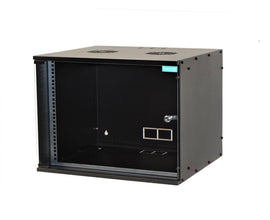 Armoire 19" 4u 515 x 450 mm montage mural démontable noire porte vitrée avec serrure acier 15 mm charge maximale 100 kg  spcw-4u-450-bk 