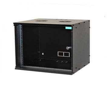 Armoire 19" 4u 515 x 450 mm montage mural démontable noire porte vitrée avec serrure acier 15 mm charge maximale 100 kg  spcw-4u-450-bk 