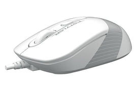 MOUSE A4tech, PC sau NB, cu fir, USB, optic, 1200 dpi, butoane/scroll 4/1, buton selectare viteza, alb / gri, "FM10 White" (timbru verde 0.18 lei)