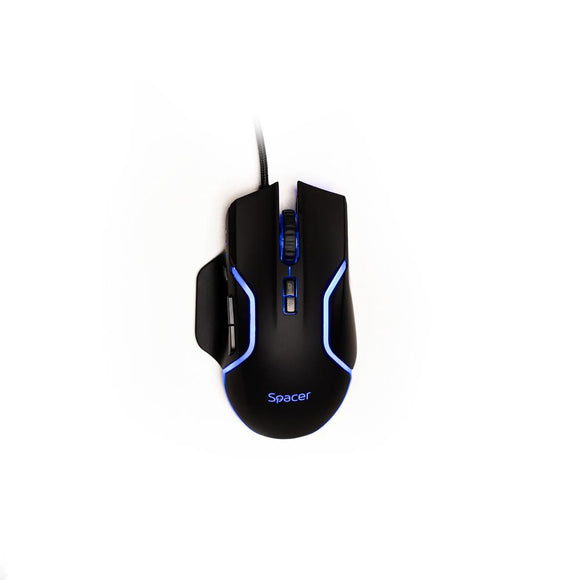MOUSE Spacer - gaming, gaming, cu fir, USB, optic, 12.000 dpi, butoane/scroll 8/1, iluminare RGB, negru, "SPGM-ALIEN-RACE" (timbru verde 0.18 lei)