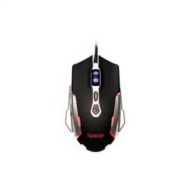 MOUSE Spacer - gaming, gaming, cu fir, USB, optic, 3.200 dpi, butoane/scroll 7/1, iluminare, negru, "SPGM-PULSAR-LITE" (timbru verde 0.18 lei) - 0