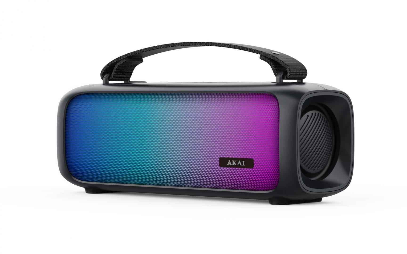 Enceinte portable AKAI « Active » 8 W RMS, Bluetooth 5.1, batterie 1 500 mAh, RGB, noire, « ABTS-08 BK » (timbre vert 0,8 lei)