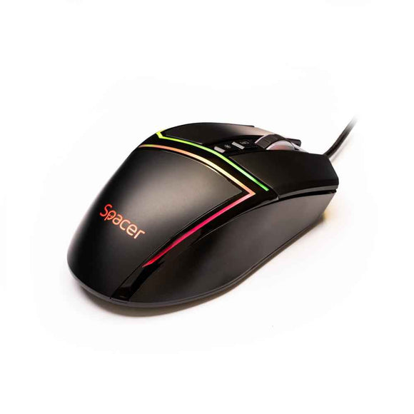 MOUSE Spacer - gaming, gaming, cu fir, USB, optic, 12.000 dpi, butoane/scroll 7/1, iluminare RGB, negru, "SPGM-ALIEN-PRO" (timbru verde 0.18 lei)