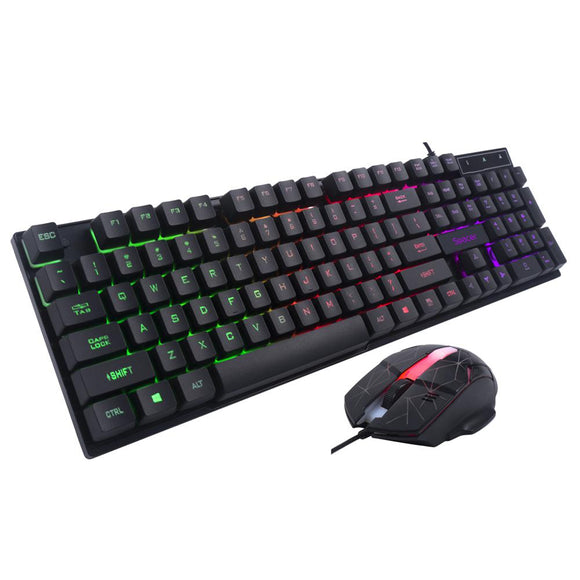 KIT gaming SPACER USB, clavier RGB arc-en-ciel + souris optique 7 couleurs, noir, « SP-GK-01 » (timbre vert 0,8 lb)