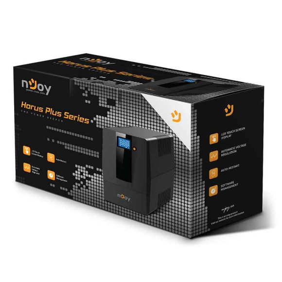 UPS Njoy "HORUS", Line int., mini Tower, AVR, Schuko x 2, display LCD, back-up 1 - 10 min. "PWUP-LI080H1-AZ01B" (timbru verde 11 lei)
