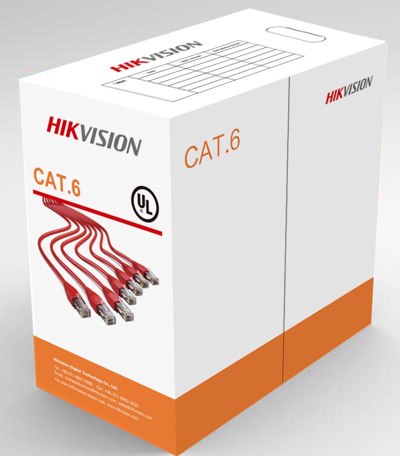 Rouleau de câble u/utp hikvision cat6 305 m cuivre massif awg23  ds-1ln6-uu 