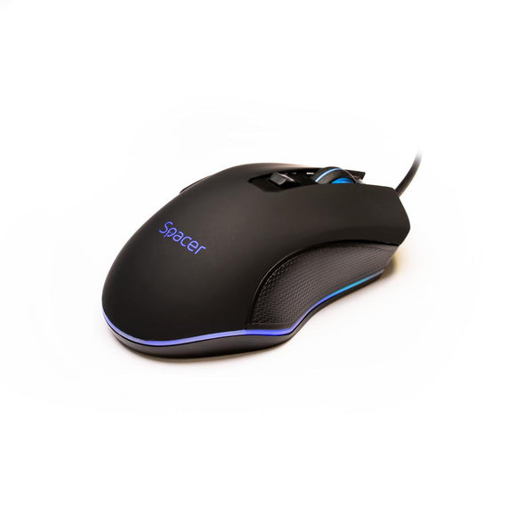 MOUSE Spacer - gaming, gaming, cu fir, USB, optic, 7200 dpi, butoane/scroll 6/1, iluminare, negru, "SP-GM-01" (timbru verde 0.18 lei)