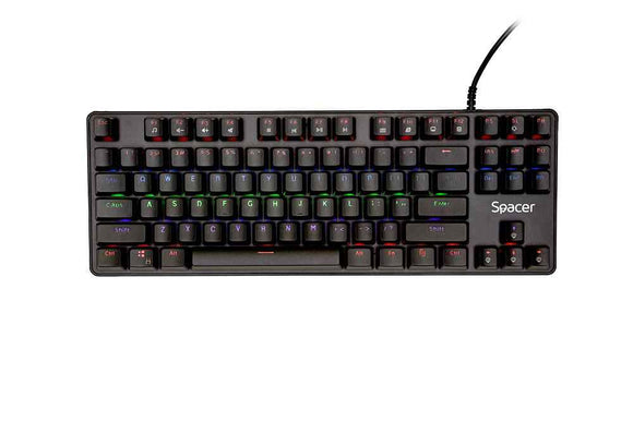 TASTATURA MECANICA SPACER USB IMMORTAL, switch-uri mecanice albastre, 50 mil. apasari, 87 taste, anti-ghosting 26 taste, anti-spill, black, "SPKB-MK-IMMORTAL" (timbru verde 0.8 lei)