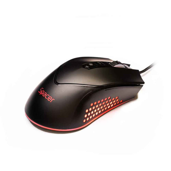 MOUSE Spacer - gaming, gaming, cu fir, USB, optic, 12.000 dpi, butoane/scroll 7/1, iluminare RGB, negru, "SPGM-ALIEN-NOVA" (timbru verde 0.18 lei)
