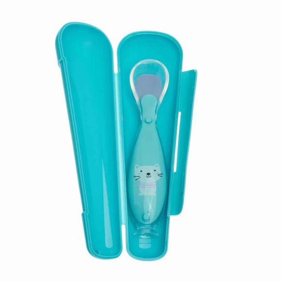 Cuillère en silicone avec support, bleue, U-Grow