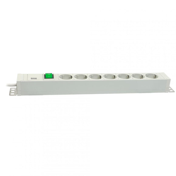Pdu bachmann 15u pour rack 19 pouces 7 prises schuko entrée schuko max 10 a câble 2 m gris  333.600  tampon vert 2 lei