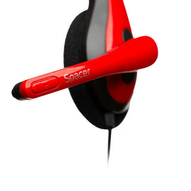 Casque avec microphone. Entretoise, avec fil, rouge