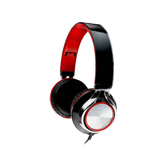 Casque audio filaire standard, usage multimédia, microphone filaire, pliable, serre-tête réglable, connexion via Jack 3,5 mm x 2, rouge et noir, « SPHS-SILVER », (timbre vert 0,8 lei)