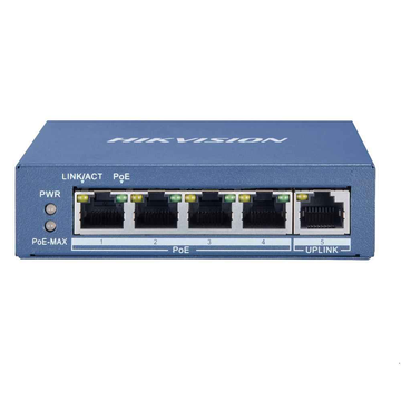 Commutateur PoE HIKVISION, port Gigabit x 5, sans SFP, boîtier métallique, « DS-3E0505P-E » (tampon vert 2 lei)