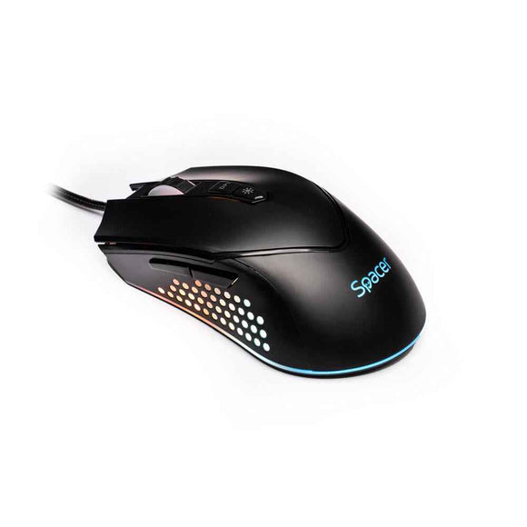 MOUSE Spacer - gaming, gaming, cu fir, USB, optic, 12.000 dpi, butoane/scroll 7/1, iluminare RGB, negru, "SPGM-ALIEN-NOVA" (timbru verde 0.18 lei)