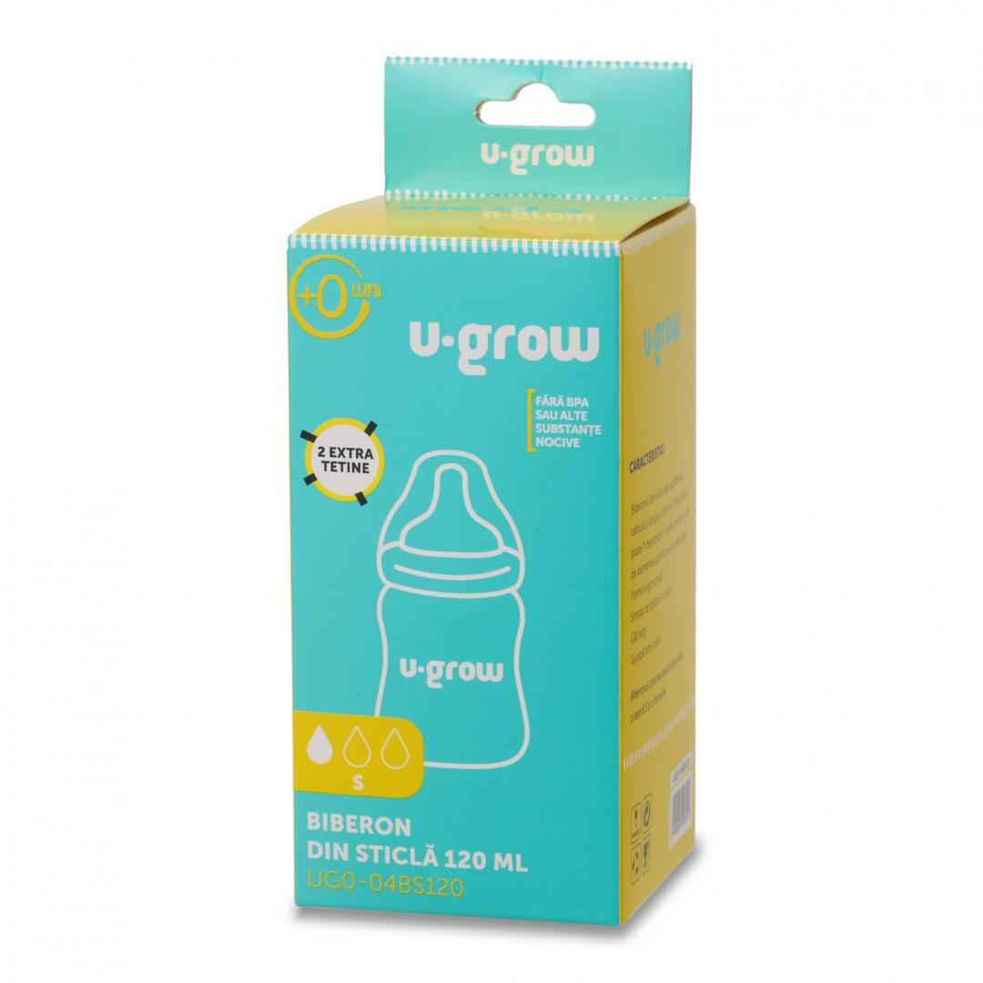 Biberon en verre 120 ml + 2 tétines supplémentaires