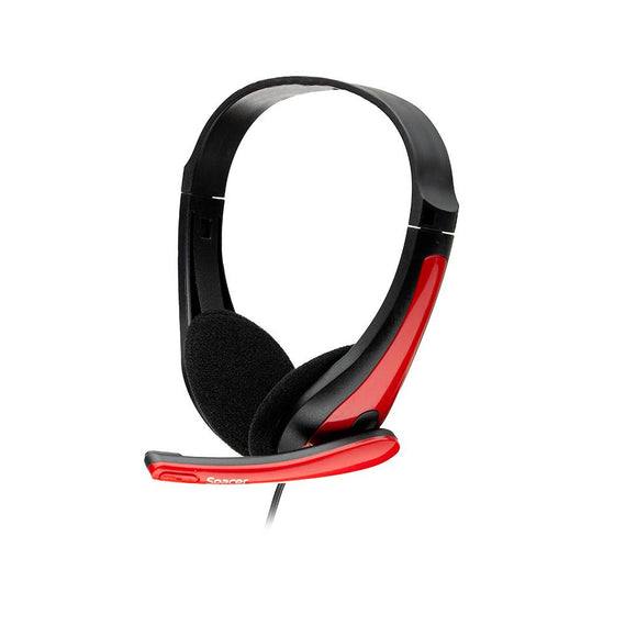 Casque avec microphone. Entretoise, avec fil, rouge
