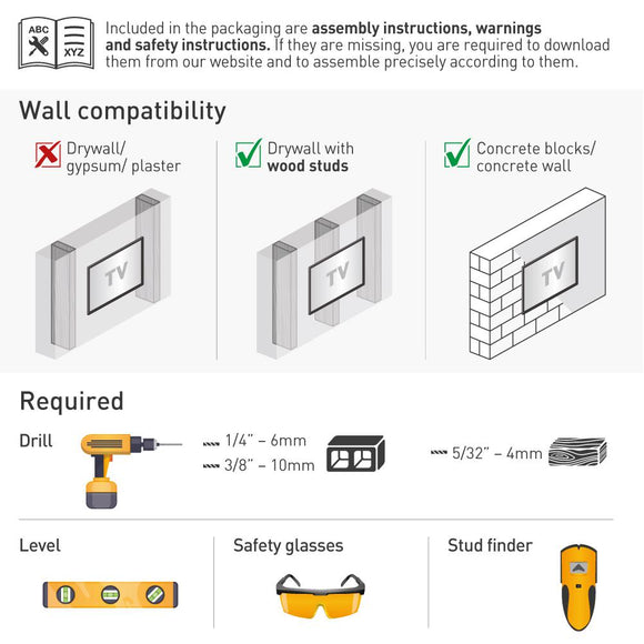 Support mural pour téléviseur barkan 13"-65" noir  bm343xl 