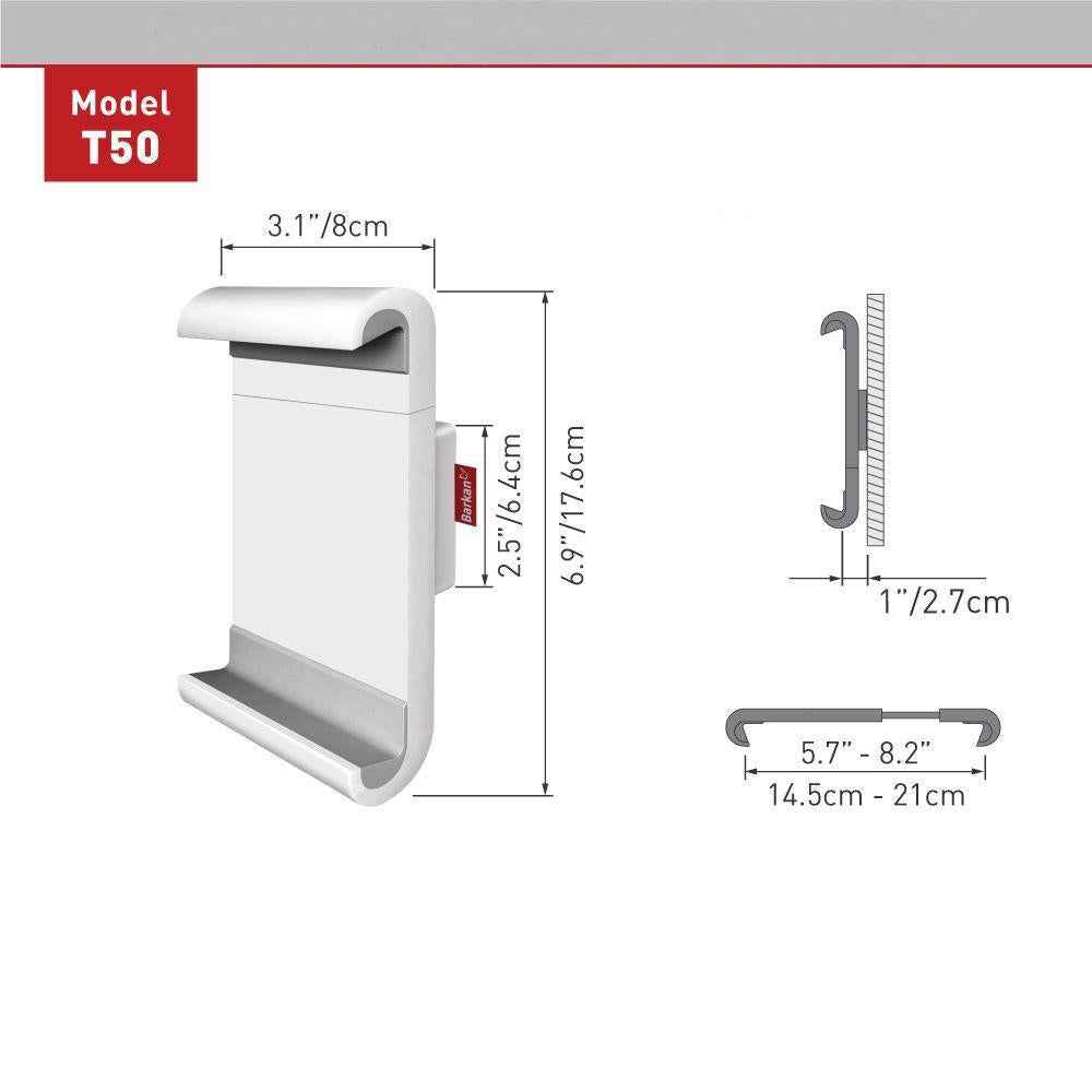 Support mural BARKAN, pour 1 téléviseur/moniteur plat, diag. max 7 pouces, rotation, max tablettes, « T50 »